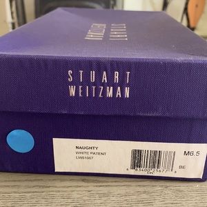 Stuart Weitzman patent white heels